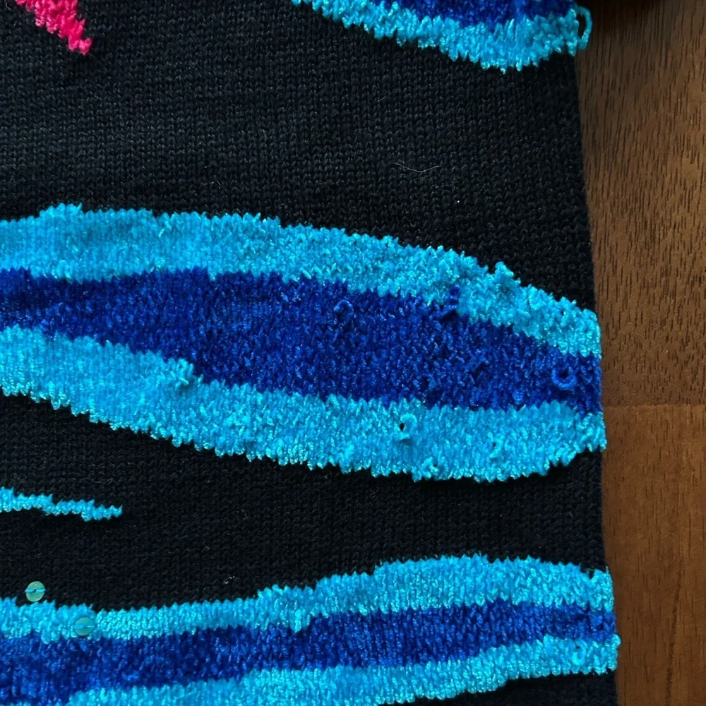 Victoria Harbor vintage aquatic, marine fish design, short sleeve sweater size M - Picture 6 of 11